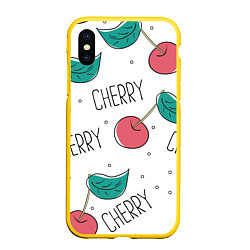 Чехол iPhone XS Max матовый Вишенки Cherry, цвет: 3D-желтый