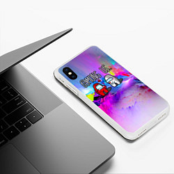 Чехол iPhone XS Max матовый Among Us love, цвет: 3D-белый — фото 2