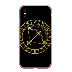 Чехол iPhone XS Max матовый Стрелец в золотом стиле, цвет: 3D-розовый