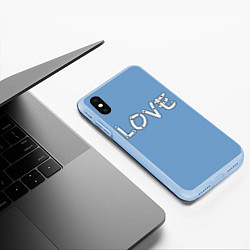 Чехол iPhone XS Max матовый LOVE, цвет: 3D-голубой — фото 2