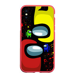 Чехол iPhone XS Max матовый AMONG US, цвет: 3D-красный