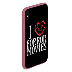 Чехол iPhone XS Max матовый I Love Horror Movies, цвет: 3D-малиновый — фото 2