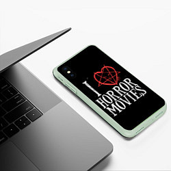 Чехол iPhone XS Max матовый I Love Horror Movies, цвет: 3D-салатовый — фото 2