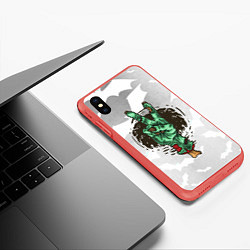 Чехол iPhone XS Max матовый Zombie peace hand, цвет: 3D-красный — фото 2