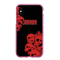 Чехол iPhone XS Max матовый Horror, цвет: 3D-малиновый