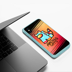 Чехол iPhone XS Max матовый AMONG US - КОТИК, цвет: 3D-мятный — фото 2