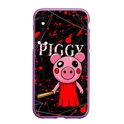 Чехол iPhone XS Max матовый ROBLOX PIGGY, цвет: 3D-фиолетовый