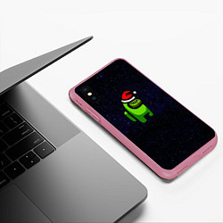 Чехол iPhone XS Max матовый Among Us Гринч, цвет: 3D-малиновый — фото 2