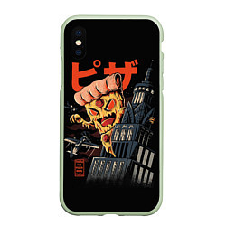 Чехол iPhone XS Max матовый Pizza Kong, цвет: 3D-салатовый