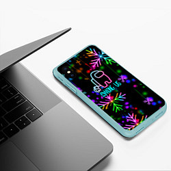 Чехол iPhone XS Max матовый Among Us New Year, цвет: 3D-мятный — фото 2