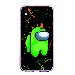 Чехол iPhone XS Max матовый AMONG US - FORTNITE REX, цвет: 3D-сиреневый