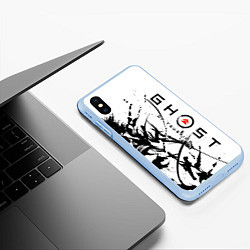 Чехол iPhone XS Max матовый Ghost of Tsushima, цвет: 3D-голубой — фото 2