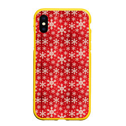 Чехол iPhone XS Max матовый Снежинки, цвет: 3D-желтый