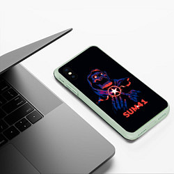 Чехол iPhone XS Max матовый Sum 41 череп, цвет: 3D-салатовый — фото 2