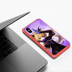 Чехол iPhone XS Max матовый GENSHIN IMPACT, ФИШЛЬ, цвет: 3D-красный — фото 2