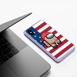 Чехол iPhone XS Max матовый Among Us American Boy Z, цвет: 3D-светло-сиреневый — фото 2