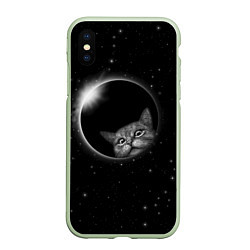 Чехол iPhone XS Max матовый Кот в Космосе, цвет: 3D-салатовый