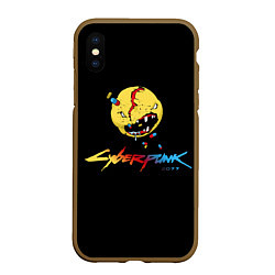 Чехол iPhone XS Max матовый Cyberpunk 2077, цвет: 3D-коричневый