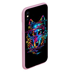 Чехол iPhone XS Max матовый Волк, цвет: 3D-розовый — фото 2