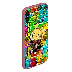Чехол iPhone XS Max матовый Pikachu, цвет: 3D-малиновый — фото 2