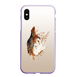 Чехол iPhone XS Max матовый Летящая сова рисунок, цвет: 3D-светло-сиреневый