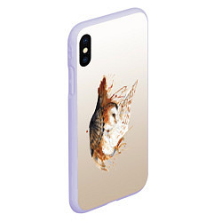 Чехол iPhone XS Max матовый Летящая сова рисунок, цвет: 3D-светло-сиреневый — фото 2