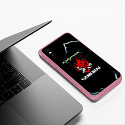 Чехол iPhone XS Max матовый Cyberpunk, цвет: 3D-малиновый — фото 2