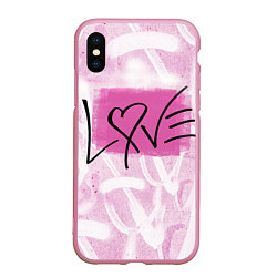 Чехол iPhone XS Max матовый LOVE, цвет: 3D-розовый