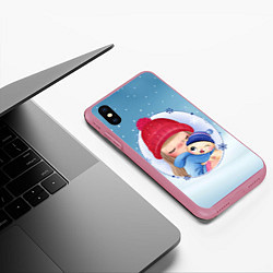 Чехол iPhone XS Max матовый Cat&Girl, цвет: 3D-малиновый — фото 2