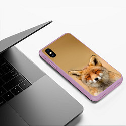 Чехол iPhone XS Max матовый Милая лисичка, цвет: 3D-сиреневый — фото 2