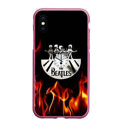 Чехол iPhone XS Max матовый The Beatles, цвет: 3D-малиновый