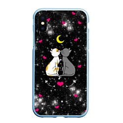 Чехол iPhone XS Max матовый Кошачья Любовь, цвет: 3D-голубой