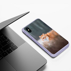 Чехол iPhone XS Max матовый Лиса, цвет: 3D-светло-сиреневый — фото 2