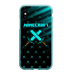 Чехол iPhone XS Max матовый Minecraft, цвет: 3D-мятный