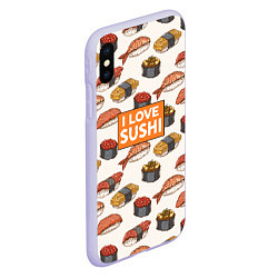 Чехол iPhone XS Max матовый I love sushi Я люблю суши, цвет: 3D-светло-сиреневый — фото 2
