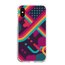 Чехол iPhone XS Max матовый Geometric abstract, цвет: 3D-белый