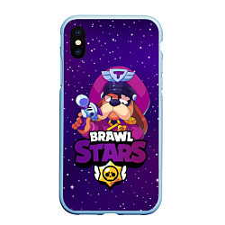 Чехол iPhone XS Max матовый Brawl Stars - Генерал Гавс, цвет: 3D-голубой