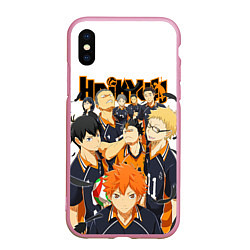 Чехол iPhone XS Max матовый ВОЛЕЙБОЛ!! HAIKYUU!!, цвет: 3D-розовый