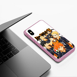 Чехол iPhone XS Max матовый ВОЛЕЙБОЛ!! HAIKYUU!!, цвет: 3D-розовый — фото 2