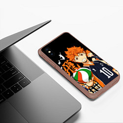 Чехол iPhone XS Max матовый ВОЛЕЙБОЛ!! HAIKYUU!!, цвет: 3D-коричневый — фото 2