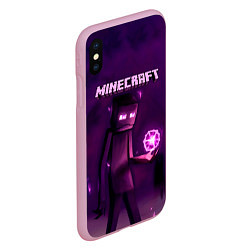 Чехол iPhone XS Max матовый Minecraft Слендермен, цвет: 3D-розовый — фото 2