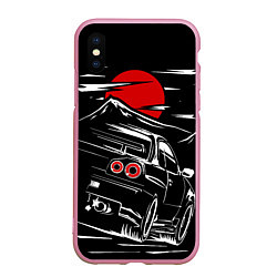 Чехол iPhone XS Max матовый Skyline R 34 R34 скайлайн, цвет: 3D-розовый