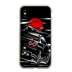 Чехол iPhone XS Max матовый Skyline R 34 R34 скайлайн, цвет: 3D-салатовый