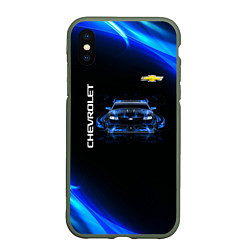 Чехол iPhone XS Max матовый Chevrolet, цвет: 3D-темно-зеленый