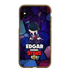 Чехол iPhone XS Max матовый BRAWL STARS EDGAR, цвет: 3D-коричневый