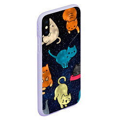 Чехол iPhone XS Max матовый Космические котики, цвет: 3D-светло-сиреневый — фото 2
