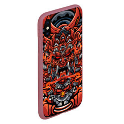 Чехол iPhone XS Max матовый Cyber Samurai, цвет: 3D-малиновый — фото 2