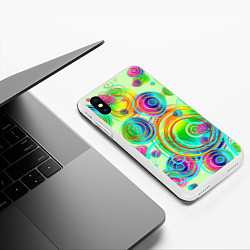 Чехол iPhone XS Max матовый Радужные спирали позитив, цвет: 3D-белый — фото 2