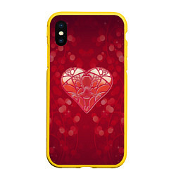 Чехол iPhone XS Max матовый Valentines Day, цвет: 3D-желтый