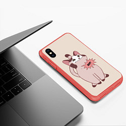 Чехол iPhone XS Max матовый Pop Cat, цвет: 3D-красный — фото 2